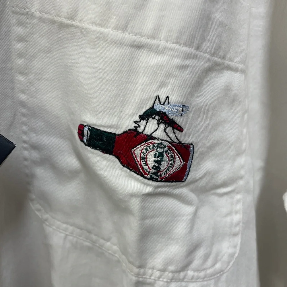 Tabasco White Long Sleeve Embroidered New Button Front Cotton Large Shirt - Picture 2 of 8